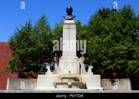 Johns Hopkins Monument, the first benefactor of the Johns Hopkins University, Baltimore, Maryland, USA Stock Photo