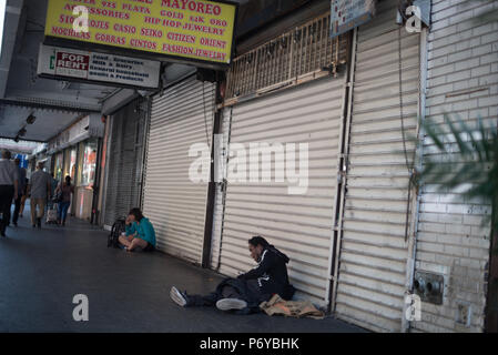 Los Angeles, USA - June 29: Unidentified random people in the streets of Downtown of Los Angeles, CA on June 29, 2018. Stock Photo