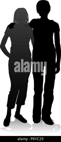 Young Friends Silhouette Stock Vector