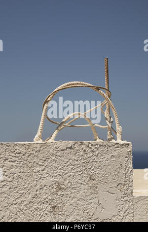 Flat roof with finishing touches in Mirties, Kalymnos, Greece Stock Photo