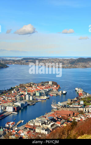 Elevated view over central Bergen. Hordaland, Norway Stock Photo