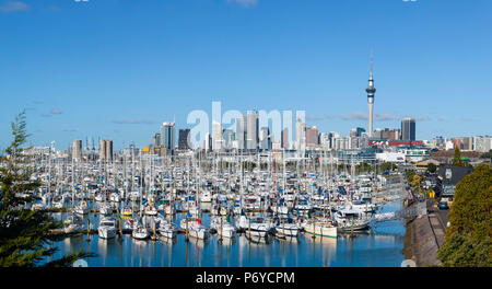 Westhaven Marina & City Skyline, Auckland, Northland, North Island, New Zealand, Australasia Stock Photo