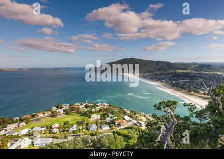 New Zealand, North Island, Coromandel Peninsula, Tairua, elevated view of Pauanui from Paaku Hill Stock Photo