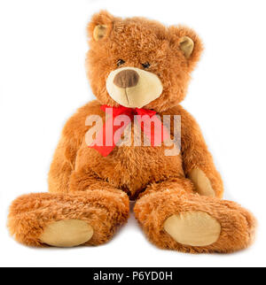 stuffed teddy bear, teddy bear doll on white background. Stock Photo