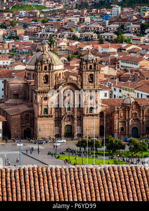 Church of the Society of Jesus, Main Square, elevated view, Cusco, Peru Stock Photo