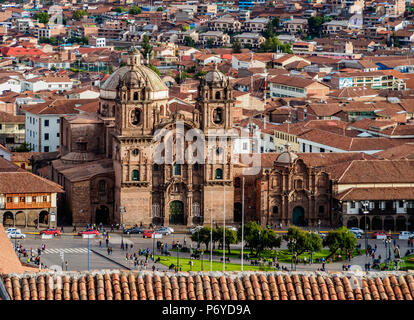 Church of the Society of Jesus, Main Square, elevated view, Cusco, Peru Stock Photo