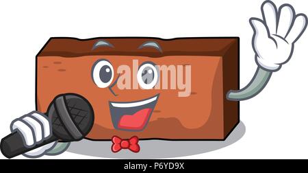 Singing brick mascot cartoon style Stock Vector