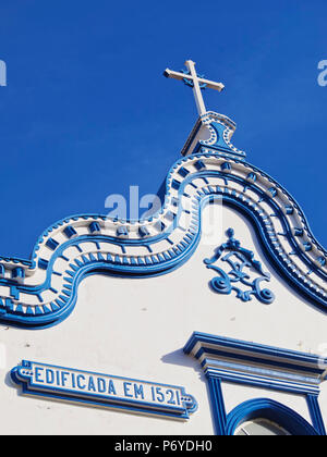 Portugal, Azores, Terceira, Praia da Vitoria, Detailed view of the Santo Cristo Church. Stock Photo