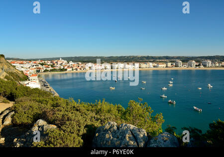 The Atlantic bay of Sao Martinho do Porto and Salir do Porto. Alcobaca, Portugal Stock Photo