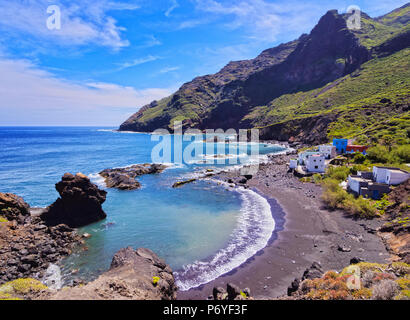 Spain, Canary Islands, Tenerife, Anaga Rural Park, View of the Roque Bermejo Beach. Stock Photo