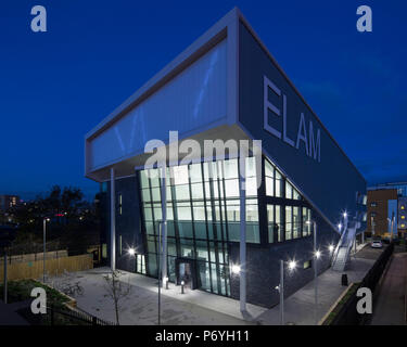 Dusk shot of south facade. ELAM, London, United Kingdom. Architect: Hunters South, 2018. Stock Photo