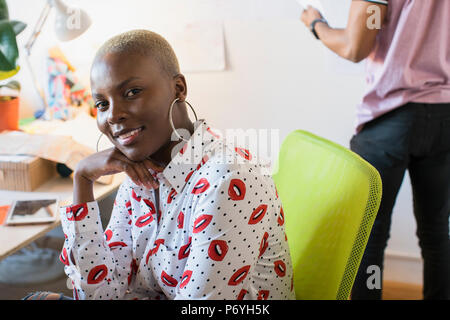 Portrait smiling, confident creative businesswoman Stock Photo