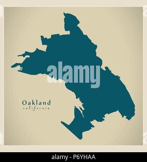 Modern City Map - Oakland California city of the USA with 131 ...