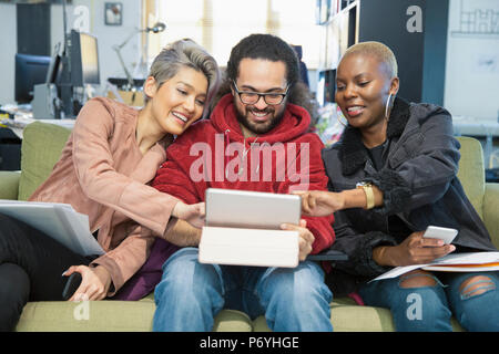 Creative business people meeting, using digital tablet Stock Photo