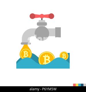 Coin Faucet Related Flat Vector Icon. Isolated on White Background. Trendy Flat Style. Stock Vector
