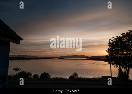 Sunset over Loch Etive at Connel nr Oban, Scotland, during the heatwave of June 2018 Stock Photo