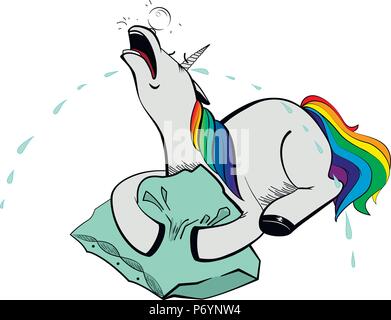 Unicorn crying. Vector illustration. Stock Vector