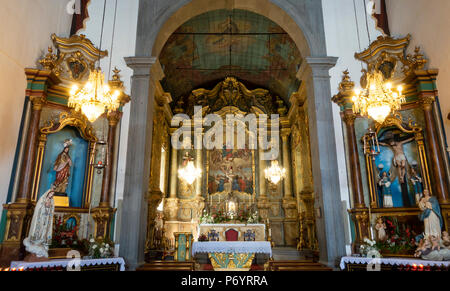 Monte Church Interior, Igreja De Nossa Senhora Do Monte in Madeira Portugal. Stock Photo