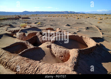 Remains of Aldea de Tulor, the ancient settlement in Antofagasta region, Archaeological site of Chile Stock Photo