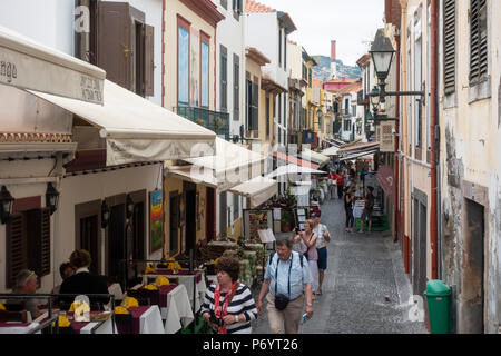 Streets in the Old Town of Funchal, Madeira, Portugal Stock Photo