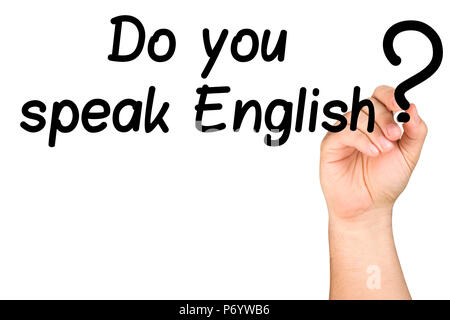 Do you speak english on whiteboard Stock Photo