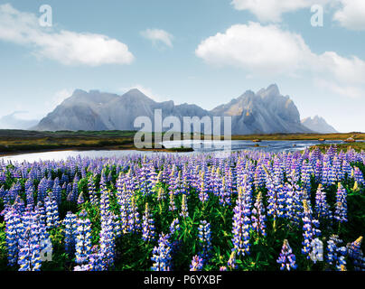 Famous Stokksnes mountains on Vestrahorn cape Stock Photo