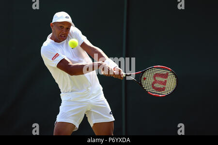 Jay Clarke on day two of the Wimbledon Championships at the All England Lawn Tennis and Croquet Club, Wimbledon. Stock Photo