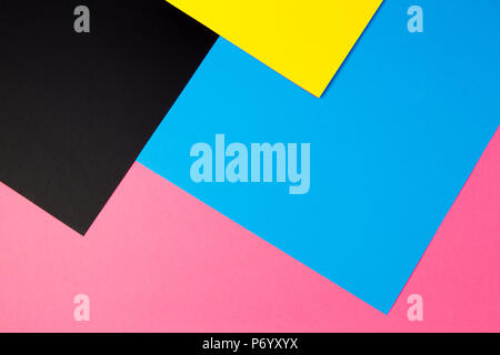 Colorful papers geometry flat composition background. Top view Stock Photo