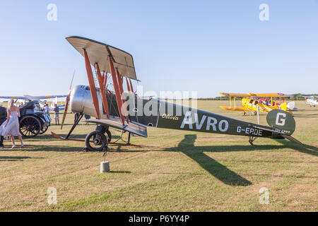 Avro 504K Replica static at The Blades Summer  Ball, Sywell aerodeome, Northamptonshire. Stock Photo