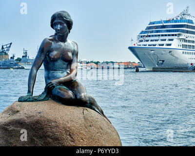 Famous Little Mermaid Statue in Copenhagen Denmark