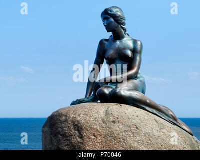 Famous Little Mermaid Statue in Copenhagen Denmark