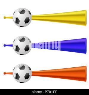Colored Trumpets for Football Fun. Musical Vuvuzela Stock Vector