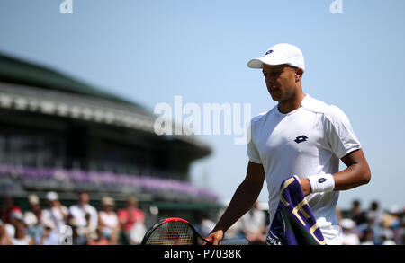 Jay Clarke on day two of the Wimbledon Championships at the All England Lawn Tennis and Croquet Club, Wimbledon. Stock Photo