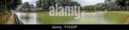 Panoramic view of Aritar Lake (Ghati-Tso) or Lampokhari Lake situated in the East Sikkim district of the Indian state of Sikkim under Rongli Sub-Divis Stock Photo