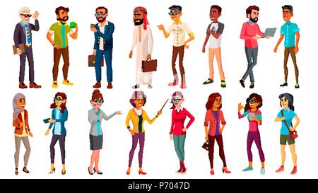 set indian men women standing in different poses smiling male female ...