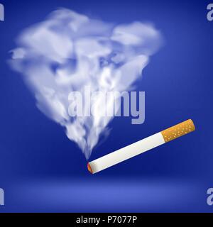 Burning Cigarette. Transparent Smoke Stock Vector