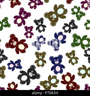 Colorful Bear Seamless Pattern. Toy Background Stock Vector
