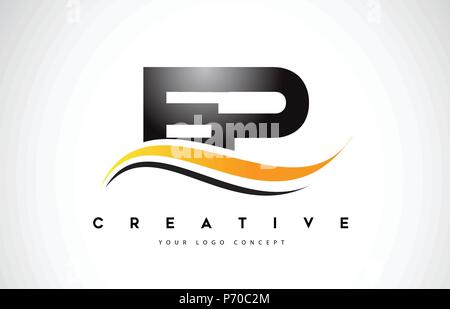 EP Letter Design with Brush Stroke and Modern 3D Look Vector ...