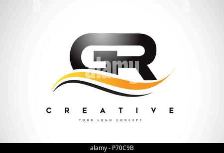GR G R Letter Logo Design with Swoosh and Black Lines. Modern Creative ...