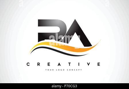 RA Letter Design with Brush Stroke and Modern 3D Look Vector ...