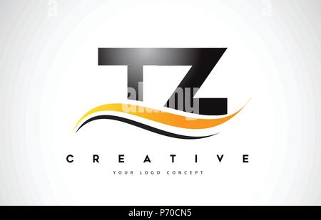 TZ T Z Letter Logo Design with Swoosh and Black Lines. Modern Creative ...