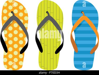 Beach thongs - set of motley beach slippers Stock Vector