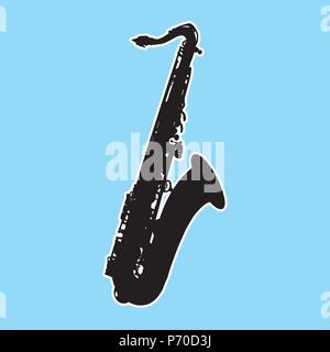 Silhouette of Saxophone - sax, musical instrument Stock Vector