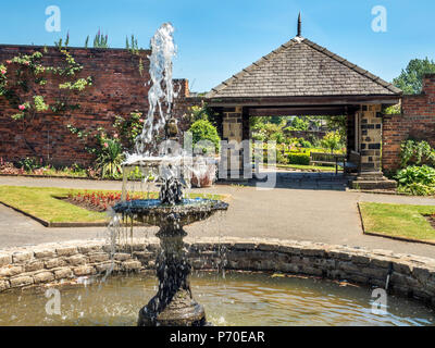 Fountain in a walled garden at Roundhay Park Roundhay Leeds West Yorkshire England Stock Photo