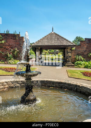 Fountain in a walled garden at Roundhay Park Roundhay Leeds West Yorkshire England Stock Photo