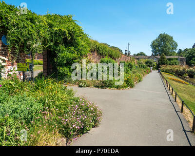 Herbaceous border in a walled garden at Roundhay Park Roundhay Leeds West Yorkshire England Stock Photo