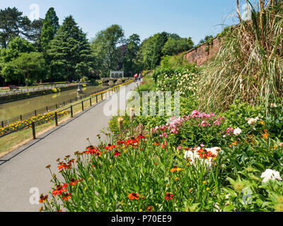 Herbaceous border in a walled garden at Roundhay Park Roundhay Leeds West Yorkshire England Stock Photo