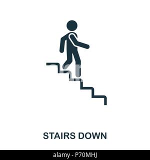 Stairs Down icon. Line style icon design. UI. Illustration of stairs down icon. Pictogram isolated on white. Ready to use in web design, apps, softwar Stock Vector