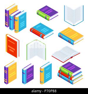 Set of isometric book icons. Stock Vector