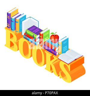 Isometric word with books. Stock Vector